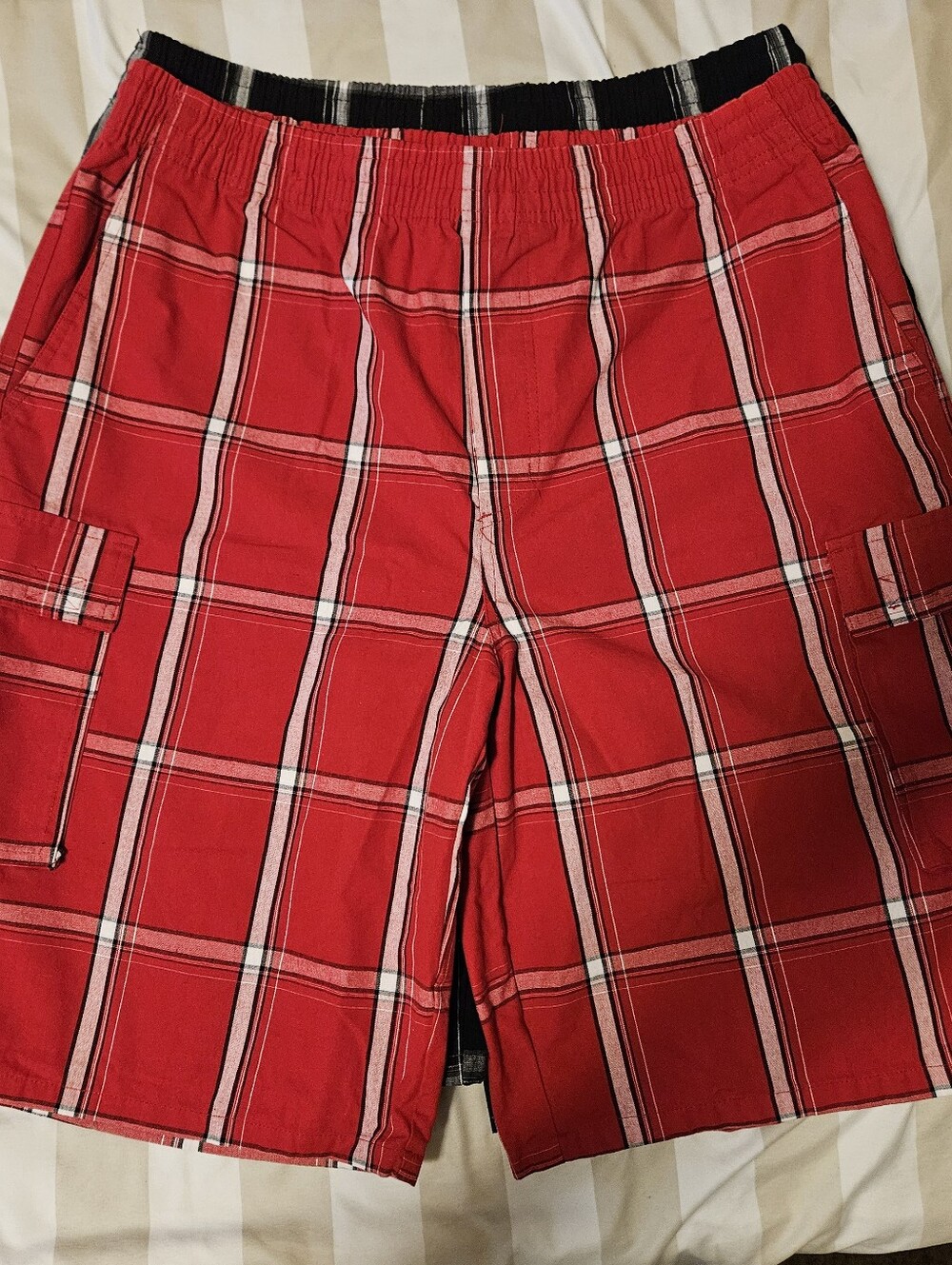 3 Pairs of Shakawear Plaid Shorts - Black, Navy And Red
